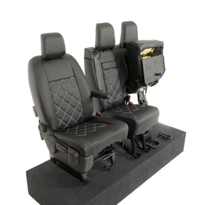 Picture of UK Custom Covers Vauxhall Vivaro Seat Covers Leatherette (2019 Onwards) Front Single/Double Split Passenger Base WITH Pull Down Tray - Double Diamond Bentley | SC806B