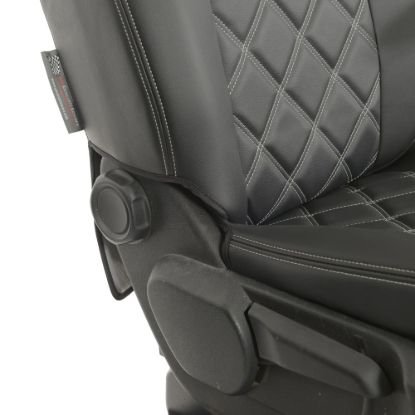 Picture of UK Custom Covers Vauxhall Vivaro Seat Covers Leatherette (2019 Onwards) Front Single/Double Split Passenger Base WITH Pull Down Tray - Double Diamond Bentley | SC806B