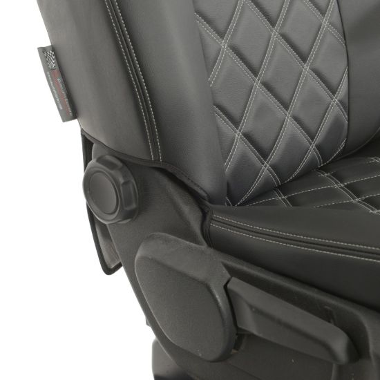 Picture of UK Custom Covers Vauxhall Vivaro Seat Covers Leatherette (2019 Onwards) Front Single/Double Split Passenger Base WITH Pull Down Tray - Double Diamond Bentley | SC806B