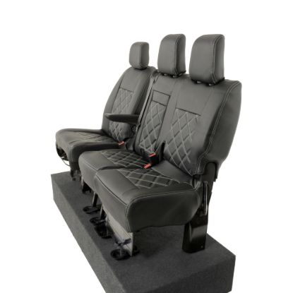 Picture of UK Custom Covers Vauxhall Vivaro Seat Covers Leatherette (2019 Onwards) Front Single/Double Split Passenger Base WITH Pull Down Tray - Double Diamond Bentley | SC806B
