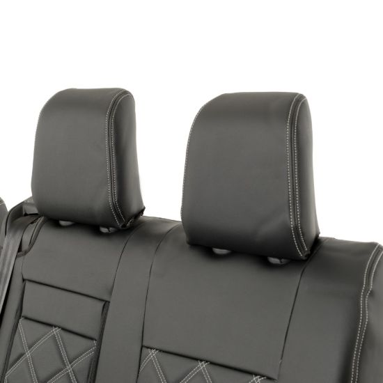 Picture of UK Custom Covers Vauxhall Vivaro Seat Covers Leatherette (2019 Onwards) Front Single/Double Split Passenger Base WITH Pull Down Tray - Double Diamond Bentley | SC806B