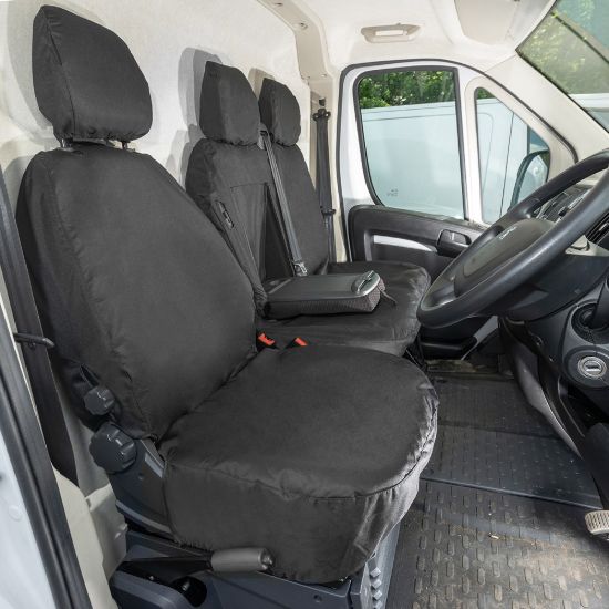 Picture of UK Custom Covers Citroen Relay Cotton-Backed Front Seat Covers (2022 Onwards) - With Pull Down Tray | SC817B