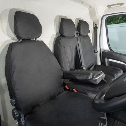 Picture of UK Custom Covers Citroen Relay Cotton-Backed Front Seat Covers (2022 Onwards) - With Pull Down Tray | SC817B