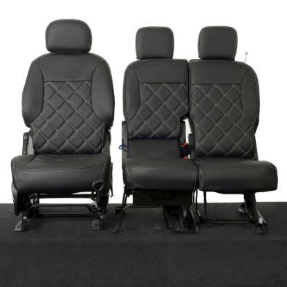UK Custom Covers Citroen Berlingo Double Diamond Bentley Stitch Leatherette Front Seat Covers (2008-2018) - 3 Seats