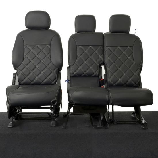 UK Custom Covers Citroen Berlingo Double Diamond Bentley Stitch Leatherette Front Seat Covers (2008-2018) - 3 Seats