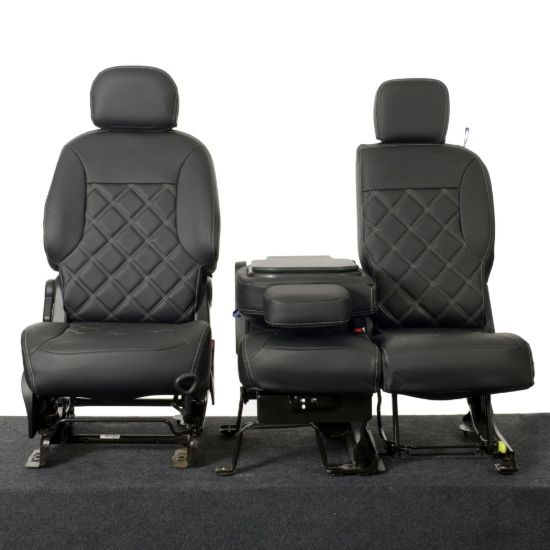 Picture of UK Custom Covers Citroen Berlingo Double Diamond Bentley Stitch Leatherette Front Seat Covers (2008-2018) - 3 Seats | SC886B