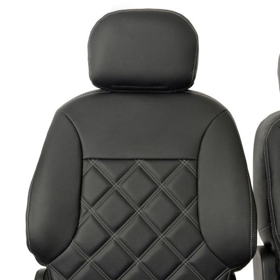 Picture of UK Custom Covers Citroen Berlingo Double Diamond Bentley Stitch Leatherette Front Seat Covers (2008-2018) - 3 Seats | SC886B