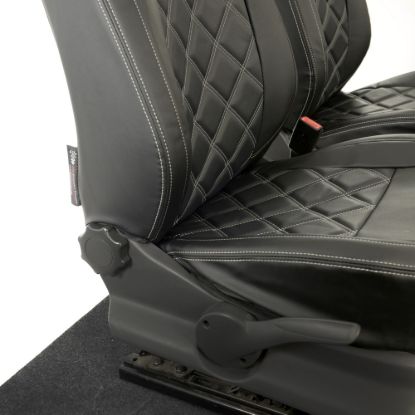 Picture of UK Custom Covers VW Caddy Double Diamond Bentley Stitch Leatherette Front Seat Covers (2004-2020) - No Armrests | SC890B