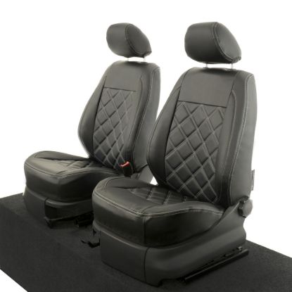 Picture of UK Custom Covers VW Caddy Double Diamond Bentley Stitch Leatherette Front Seat Covers (2004-2020) - No Armrests | SC890B