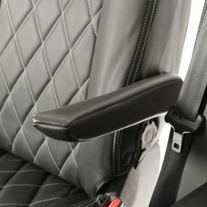 Picture of UK Custom Covers Vauxhall Vivaro Seat Covers Leatherette (2019 Onwards) Front Single/Double Split Passenger Base WITH Pull Down Tray - Single Diamond Bentley | SC952B