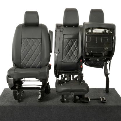 Picture of UK Custom Covers Vauxhall Vivaro Seat Covers Leatherette (2019 Onwards) Front Single/Double Split Passenger Base WITH Pull Down Tray - Single Diamond Bentley | SC952B