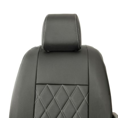 Picture of UK Custom Covers Vauxhall Vivaro Seat Covers Leatherette (2019 Onwards) Front Single/Double Split Passenger Base WITH Pull Down Tray - Single Diamond Bentley | SC952B