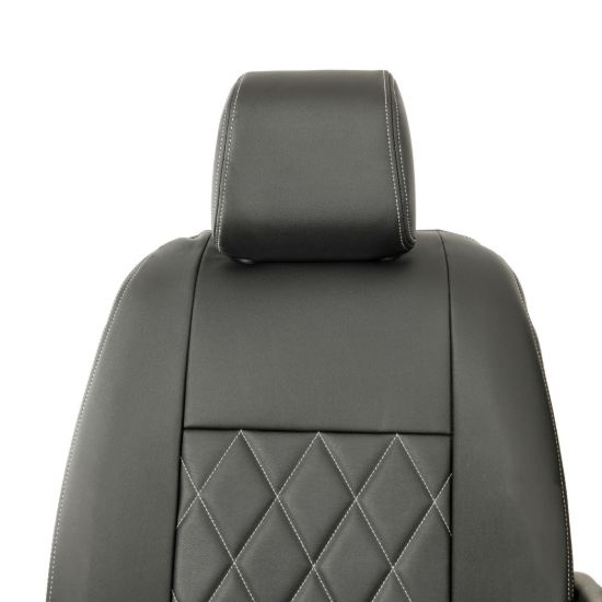 Picture of UK Custom Covers Vauxhall Vivaro Seat Covers Leatherette (2019 Onwards) Front Single/Double Split Passenger Base WITH Pull Down Tray - Single Diamond Bentley | SC952B