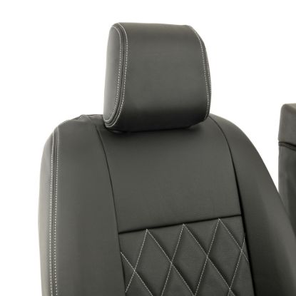Picture of UK Custom Covers Vauxhall Vivaro Seat Covers Leatherette (2019 Onwards) Front Single/Double Split Passenger Base WITH Pull Down Tray - Single Diamond Bentley | SC952B