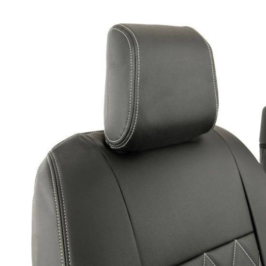 Picture of UK Custom Covers Vauxhall Vivaro Seat Covers Leatherette (2019 Onwards) Front Single/Double Split Passenger Base WITH Pull Down Tray - Single Diamond Bentley | SC952B