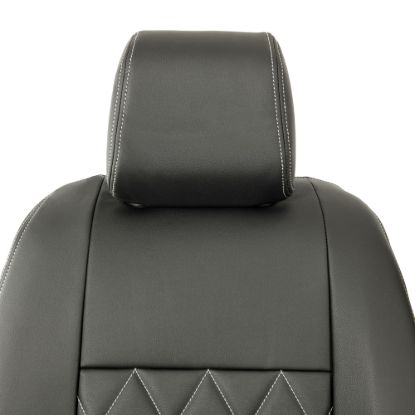 Picture of UK Custom Covers Vauxhall Vivaro Seat Covers Leatherette (2019 Onwards) Front Single/Double Split Passenger Base WITH Pull Down Tray - Single Diamond Bentley | SC952B