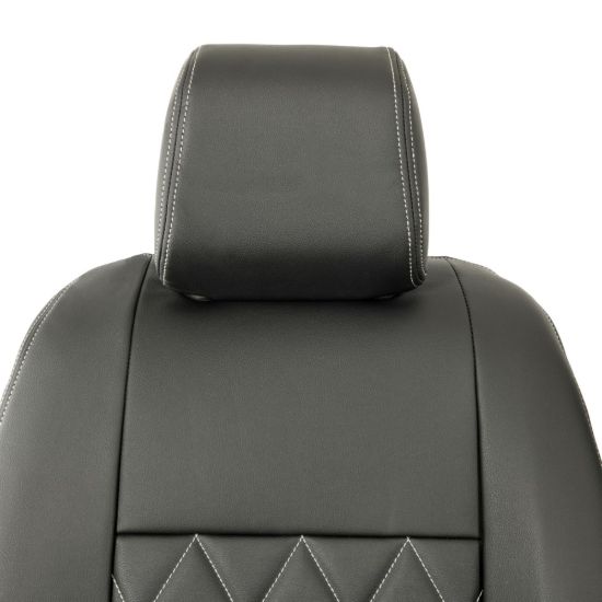 Picture of UK Custom Covers Vauxhall Vivaro Seat Covers Leatherette (2019 Onwards) Front Single/Double Split Passenger Base WITH Pull Down Tray - Single Diamond Bentley | SC952B