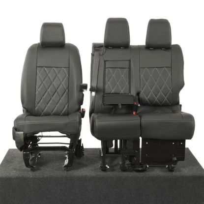 Picture of UK Custom Covers Vauxhall Vivaro Seat Covers Leatherette (2019 Onwards) Front Single/Double Split Passenger Base WITH Pull Down Tray - Single Diamond Bentley | SC952B