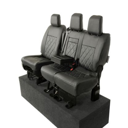 Picture of UK Custom Covers Vauxhall Vivaro Seat Covers Leatherette (2019 Onwards) Front Single/Double Split Passenger Base WITH Pull Down Tray - Single Diamond Bentley | SC952B