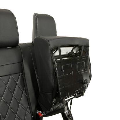Picture of UK Custom Covers Vauxhall Vivaro Seat Covers Leatherette (2019 Onwards) Front Single/Double Split Passenger Base WITH Pull Down Tray - Single Diamond Bentley | SC952B