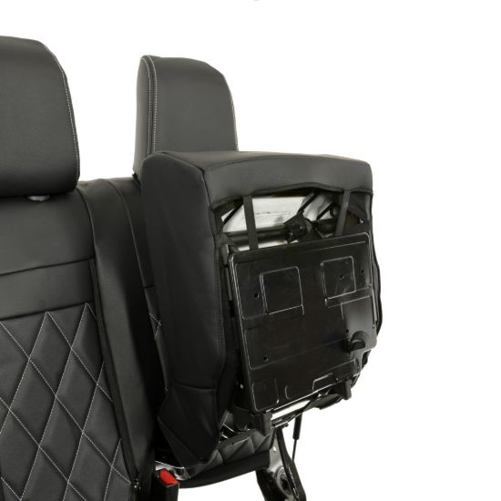 Picture of UK Custom Covers Vauxhall Vivaro Seat Covers Leatherette (2019 Onwards) Front Single/Double Split Passenger Base WITH Pull Down Tray - Single Diamond Bentley | SC952B