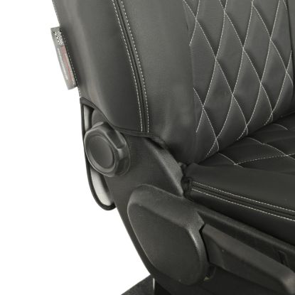 Picture of UK Custom Covers Vauxhall Vivaro Seat Covers Leatherette (2019 Onwards) Front Single/Double Split Passenger Base WITH Pull Down Tray - Single Diamond Bentley | SC952B
