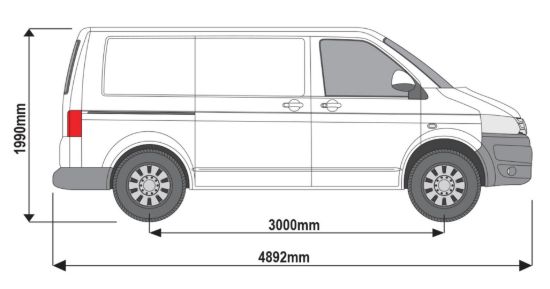 Picture of Rhino KammEdge Black Roof Rack 2.8m long x 1.4m wide  Fixed and T-Track for Volkswagen T5 Transporter 2002-2015 | L1 | H1 | Twin Rear Doors | LB507