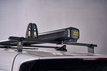 Black Maxi pipe carrier mounted on roof bars