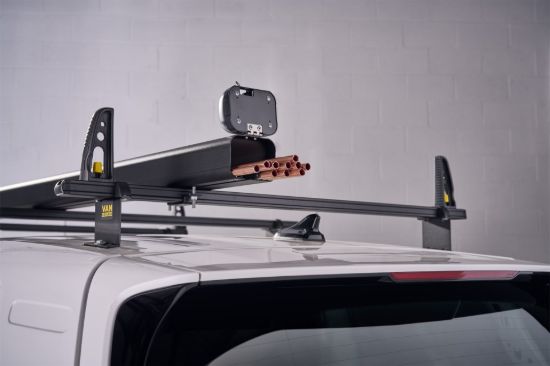 Black Maxi pipe carrier loaded with copper pipes