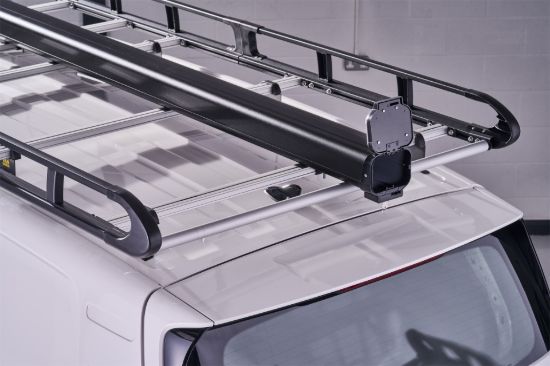 Black Maxi pipe carrier lockable end cap on a roof rack