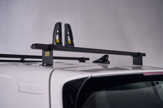 Black ULTI Bar roof bar and load stop close-up