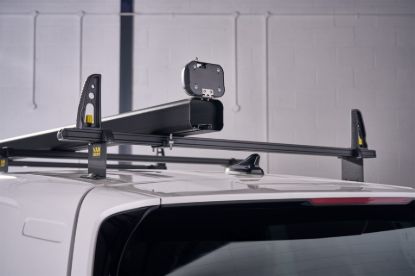 Black Standard pipe carrier with end cap open on roof bars