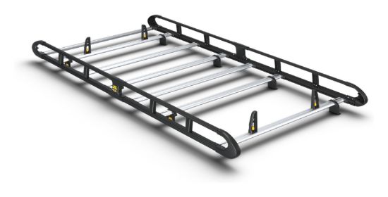 Van Guard ULTI Rack+ Black (Aluminium) - 6 Bar Roof Rack for Renault Trafic 2001-2014 | L1 | H1 | Twin Rear Doors