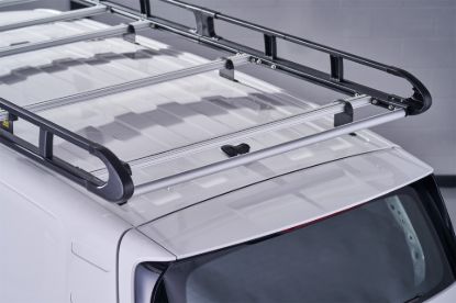 Black ULTI Rack black side rails and silver roof bars close-up