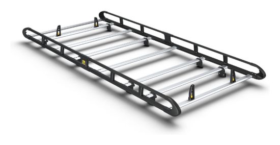 Van Guard ULTI Rack+ Black (Aluminium) - 7 Bar Roof Rack for Volkswagen T6 Transporter 2015-2024 | L2 | H1 | Twin Rear Doors