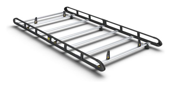 Van Guard ULTI Rack+ Black (Aluminium) - 6 Bar Roof Rack for Vauxhall Movano 2021-Onwards | L2 | H2 | Twin Rear Doors