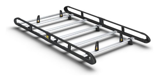 Van Guard ULTI Rack+ Black (Aluminium) - 5 Bar Roof Rack for Ford Transit Custom 2013-2023 | L1 | H2 | Twin Rear Doors