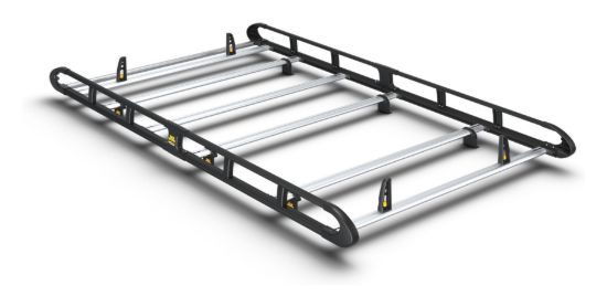 Van Guard ULTI Rack+ Black (Aluminium) - 6 Bar Roof Rack for Ford Transit 2014-Onwards | L2 | H3 | Twin Rear Doors