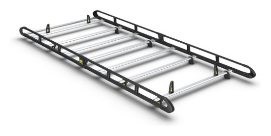 Van Guard ULTI Rack+ Black (Aluminium) - 7 Bar Roof Rack for Ford Transit 2014-Onwards | L4 | H3 | Twin Rear Doors