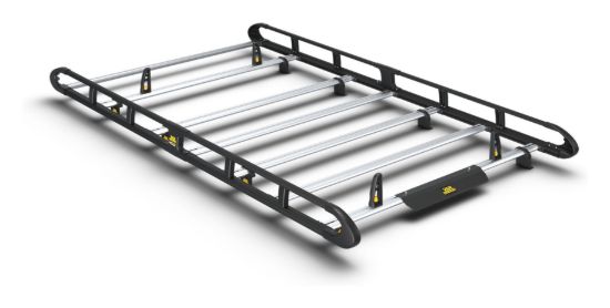 Van Guard ULTI Rack+ Black (Aluminium) - 6 Bar Roof Rack for Vauxhall Vivaro 2014-2019 | L1 | H1 | Twin Rear Doors