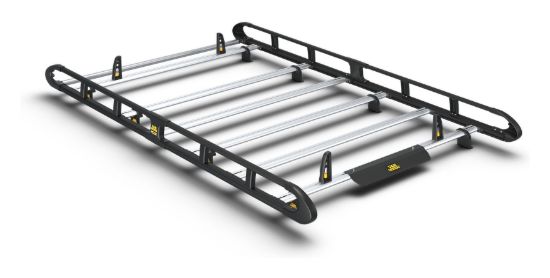 Van Guard ULTI Rack+ Black (Aluminium) - 6 Bar Roof Rack for Renault Trafic 2014-Onwards | L1 | H1 | Tailgate