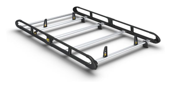 Van Guard ULTI Rack+ Black (Aluminium) - 4 Bar Roof Rack for Nissan Primastar 2022-Onwards | L1 | H2 | Twin Rear Doors