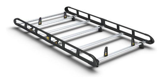 Van Guard ULTI Rack+ Black (Aluminium) - 5 Bar Roof Rack for Renault Trafic 2014-Onwards | L2 | H2 | Twin Rear Doors
