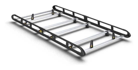 Van Guard ULTI Rack+ Black (Aluminium) - 5 Bar Roof Rack for Peugeot Expert 2016-Onwards | L3 | H1 | Twin Rear Doors