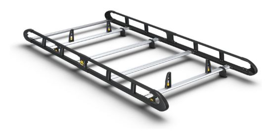 Van Guard ULTI Rack+ Black (Aluminium) - 4 Bar Roof Rack for Peugeot Partner 2018-Onwards | L2 | H1 | Twin Rear Doors