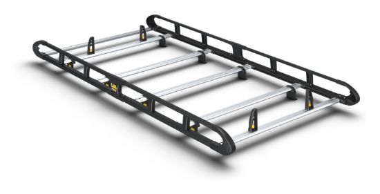 Van Guard ULTI Rack+ Black (Aluminium) - 5 Bar Roof Rack for Volkswagen Caddy 2020-Onwards | L2 | H1 | Twin Rear Doors
