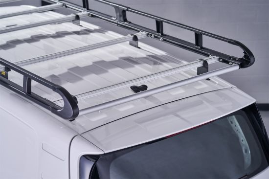 Black ULTI Rack black side rails and silver roof bars close-up