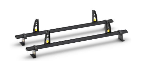 Picture of Van Guard ULTI Bar+ Black (Aluminium) - 2 Roof Bars for Volkswagen Crafter 2006-2017 with Roller Bundle | L1 | H1 | Twin Rear Doors | VG236-2-BLACK#VGR-17