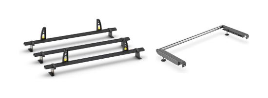 Van Guard ULTI Bar+ Black (Aluminium) - 3 Roof Bars for Mercedes Sprinter 2018-Onwards with Roller Bundle | L2 | H1 | Twin Rear Doors