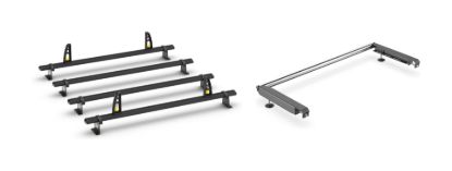 Van Guard ULTI Bar+ Black (Aluminium) - 4 Roof Bars for Nissan NV400 2010-2024 with Roller Bundle | L1, L2, L3, L4 | H1, H2 | Twin Rear Doors